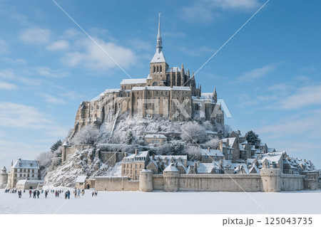 モンサンミッシェル 雪景色 モンサンミッシェル 雪景色 125043735