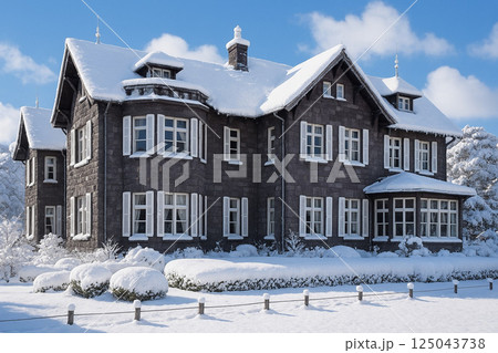 旧古河庭園の洋館　雪景色 125043738