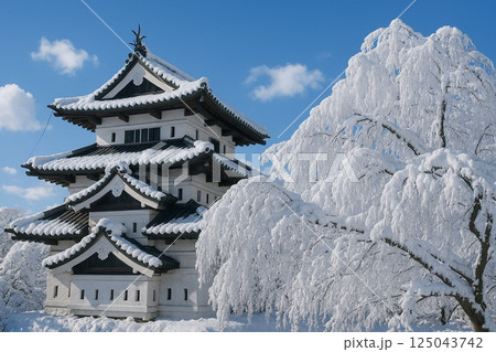 弘前城　雪景色 125043742