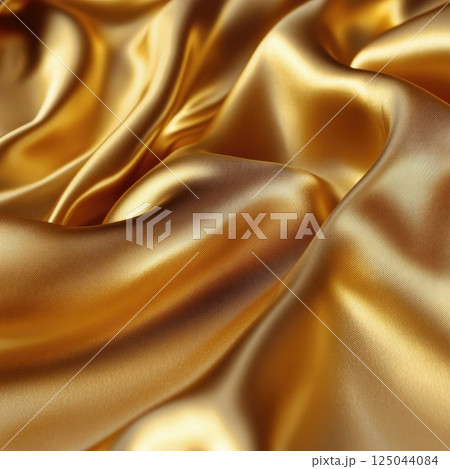 The gold silk fabric flows effortlessly, showcasing a rich texture and shimmering quality that reflects light beautifully. Perfect for upscale decor or fashion. The gold silk fabric flows effortlessly, showcasing a rich texture and shimmering quality that reflects light beautifully. Perfect for upscale decor or fashion. 125044084