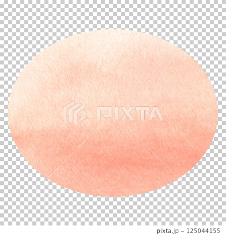 Coral oval shape with gradient. Hand drawn watercolor background, perfect as a text template, decorative vintage element, abstract frame, postcard, card, banner, sign, natural decor 125044155