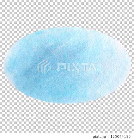 Blue oval spot background. Hand-painted watercolor geometric stain ideal as a decorative mirror, water element, or abstract background, tempate, text frame in banner, card, postcard, sign 125044156