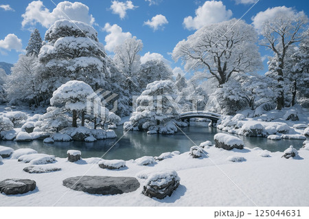 三宝院庭園の雪景色　醍醐寺 125044631
