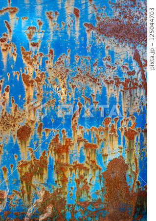 Heavily Corroded Blue Metal Sheet Heavily Corroded Blue Metal Sheet 125044703