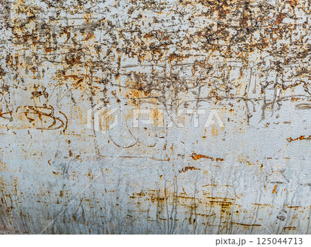 Wet gray painted steel with glue marks, vertical surface, full-frame background and texture Wet gray painted steel with glue marks, vertical surface, full-frame background and texture 125044713
