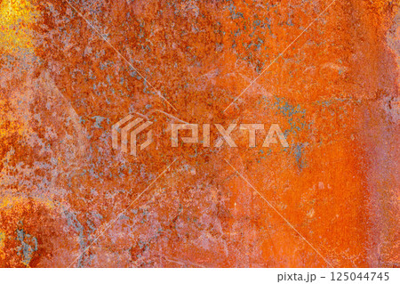 Rusty Metal with Remnants of Gray Paint 125044745