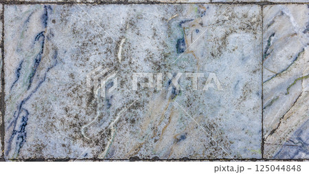 Worn Marble Floor Tiles with Blue Veins 125044848