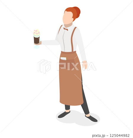 3D Isometric Flat Vector Illustration of Restaurant Waiters, Professionals Team. Item 2 125044982