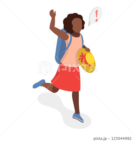 3D Isometric Flat Vector Illustration of Hurrying Tourists, Fast-Paced Visitors in a Hurry. Item 2 3D Isometric Flat Vector Illustration of Hurrying Tourists, Fast-Paced Visitors in a Hurry. Item 2 125044992
