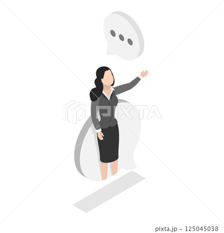3D Isometric Flat Vector Illustration of Business Discussion, Coworkers Engaging in Dialog and Group Discussion. Item 4 125045038