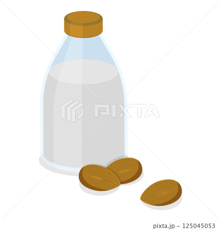 3D Isometric Flat Vector Illustration of Vegan Milk, Plant Based Diet, Healthy Organic Lactose Free Beverage. Item 1 3D Isometric Flat Vector Illustration of Vegan Milk, Plant Based Diet, Healthy Organic Lactose Free Beverage. Item 1 125045053