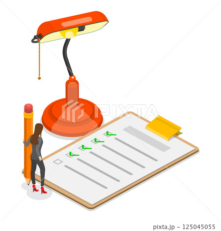 3D Isometric Flat Vector Illustration of Planning Schedule, Appointment, Calendar Application. Item 2 125045055