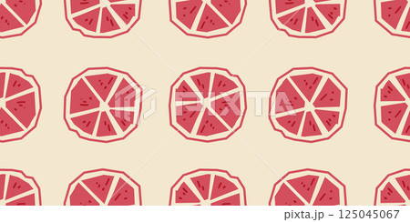Grapefruit slices seamless pattern 125045067