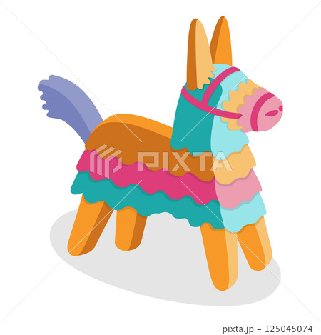 3D Isometric Flat Vector Illustration of Mexican Fiesta Party Symbols, Frida Kahlo. Item 2 125045074
