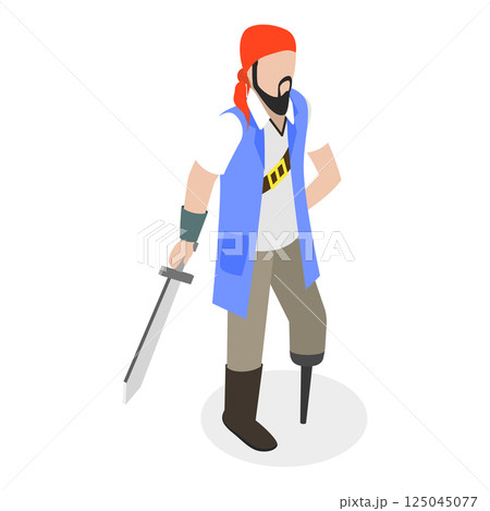3D Isometric Flat Vector Set of Marine Pirates, Ancient Armed Sailors. Item 2 3D Isometric Flat Vector Set of Marine Pirates, Ancient Armed Sailors. Item 2 125045077