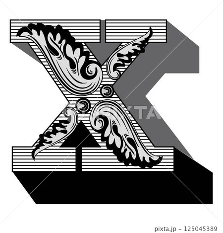 Art Federal Initial Caps Font Capital Letter X vector design 125045389