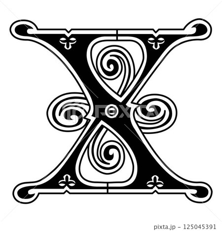 Art Ginger Initial Caps Font Capital Letter X vector design Art Ginger Initial Caps Font Capital Letter X vector design 125045391