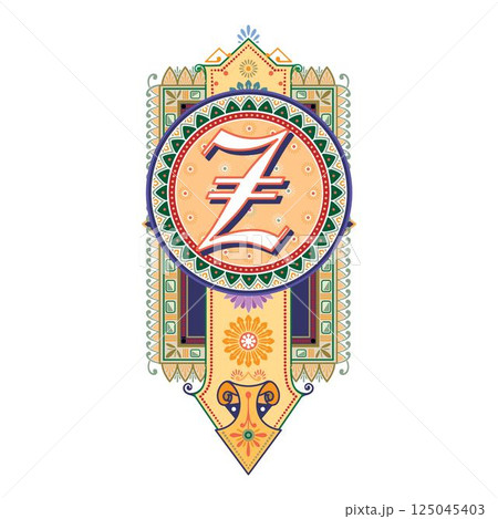 Art Marquesa Initial Caps Font Capital Letter Z vector design 125045403