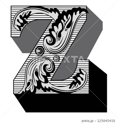 Art Federal Initial Caps Font Capital Letter Z vector design 125045410