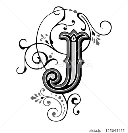 Art Tuscani Initial Caps Font Capital Letter J vector design Art Tuscani Initial Caps Font Capital Letter J vector design 125045435