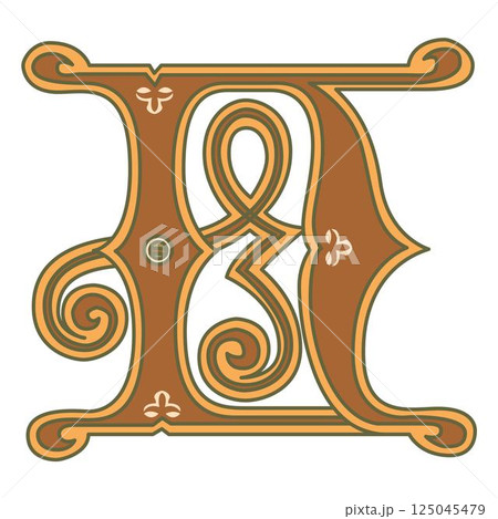 Art Ginger Initial Caps Font Capital Letter N vector design Art Ginger Initial Caps Font Capital Letter N vector design 125045479
