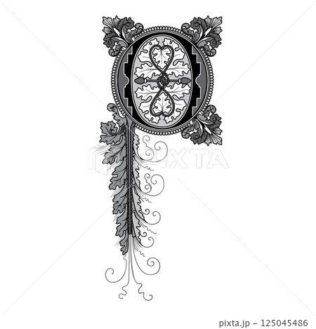 Art Cinderella Initial Caps Font Capital Letter O vector design 125045486
