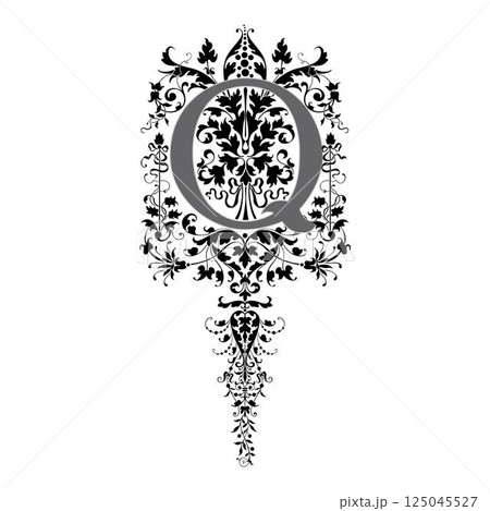 Art Renaissance Initial Caps Font Capital Letter Q vector design 125045527