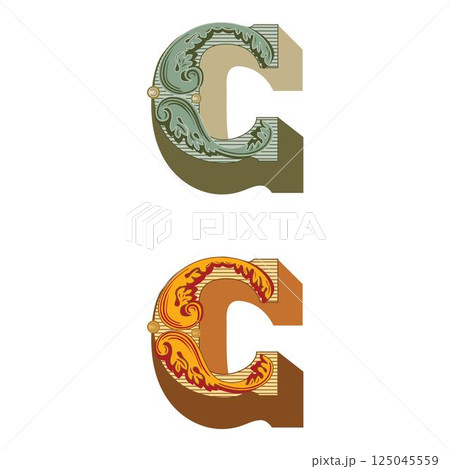 Art Federal Initial Caps Font Capital Letter C vector design Art Federal Initial Caps Font Capital Letter C vector design 125045559