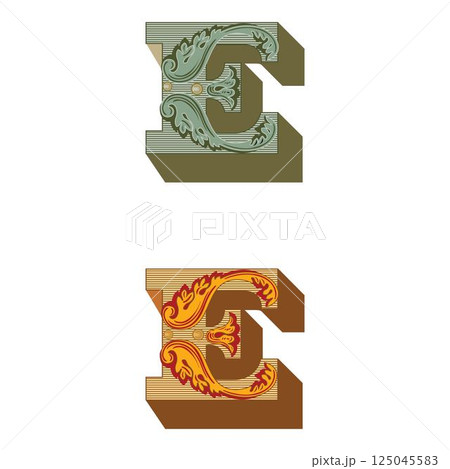 Art Federal Initial Caps Font Capital Letter E vector design 125045583