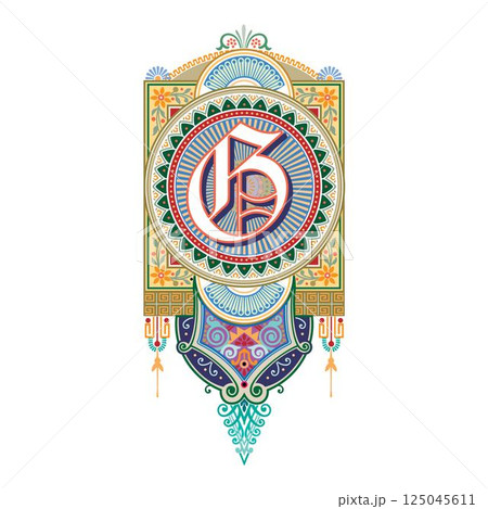 Art Marquesa Initial Caps Font Capital Letter G vector design 125045611