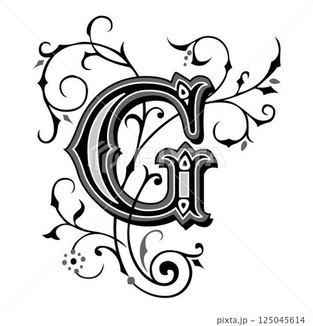 Art Tuscani Initial Caps Font Capital Letter G vector design 125045614