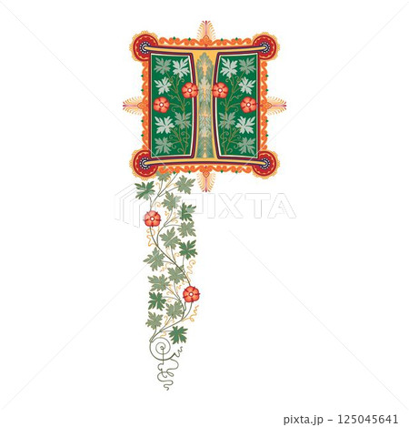 Art Cinderella Initial Caps Font Capital Letter I vector design 125045641