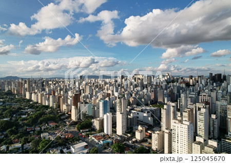 City skyline of Sao Paulo showcasing urban landscape and beautiful clouds 125045670