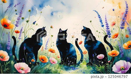 花畑と黒猫 花畑と黒猫 125046797