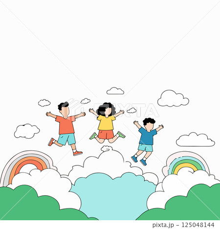 Children Jumping in the Clouds 125048144