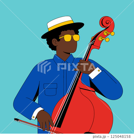 Musician Playing Double Bass 125048158