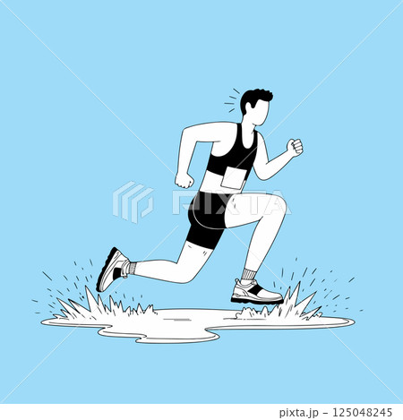 Runner Splashing Through Water 125048245