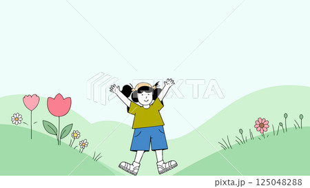 Girl in a Field of Flowers Girl in a Field of Flowers 125048288