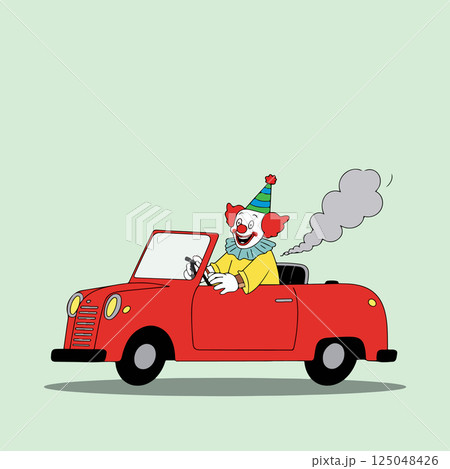Clown Driving a Red Car 125048426