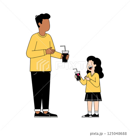 Father and Daughter with Drinks Father and Daughter with Drinks 125048688
