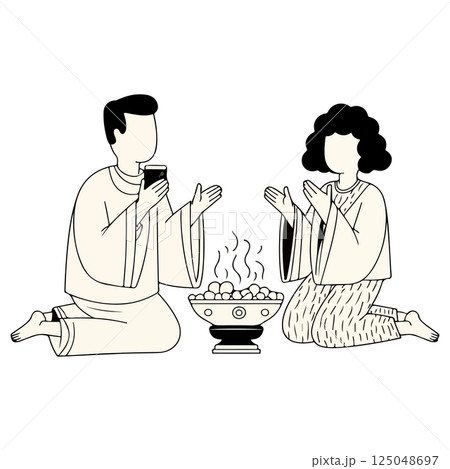Praying Couple with Incense 125048697