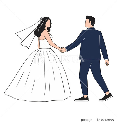 Wedding Couple Holding Hands 125048699