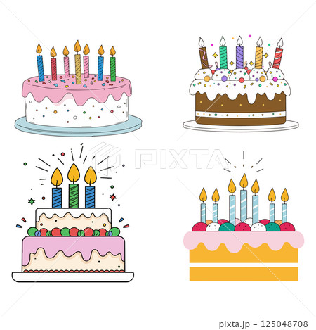 Birthday Cakes with Candles 125048708