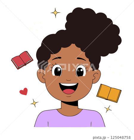 Cartoon Girl with Puffs 125048758