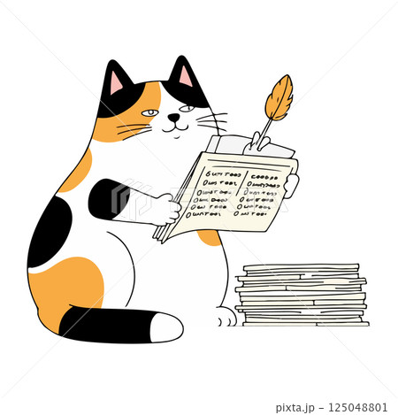Cat with Quill and Paperwork Cat with Quill and Paperwork 125048801