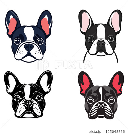 Four French Bulldog Heads 125048836