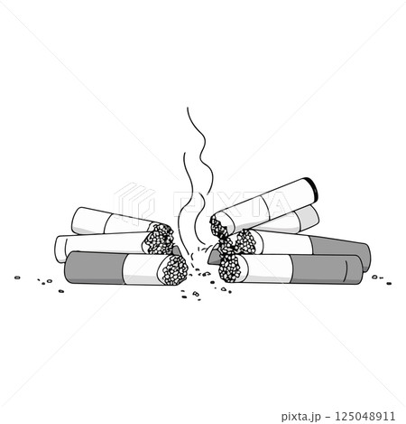 Pile of Cigarette Butts 125048911