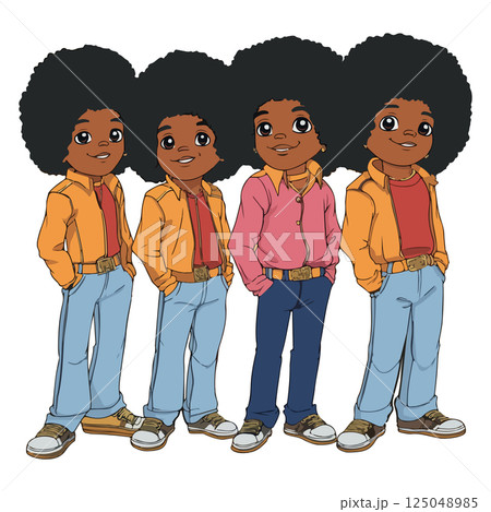 Cartoon Boys with Afros 125048985