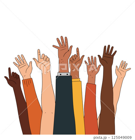 Diverse Hands Raised 125049009