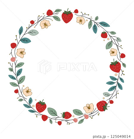 Strawberry and Floral Wreath 125049014